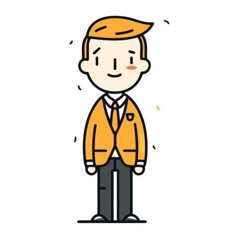 Businessman flat line icon. Vector illustration of businessman i