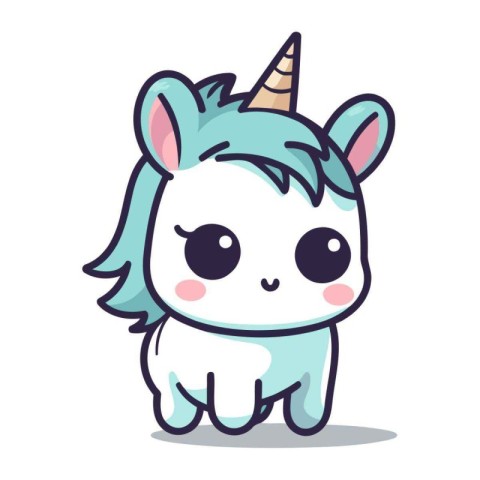 Cute unicorn character design. Cute cartoon unicorn vector illus