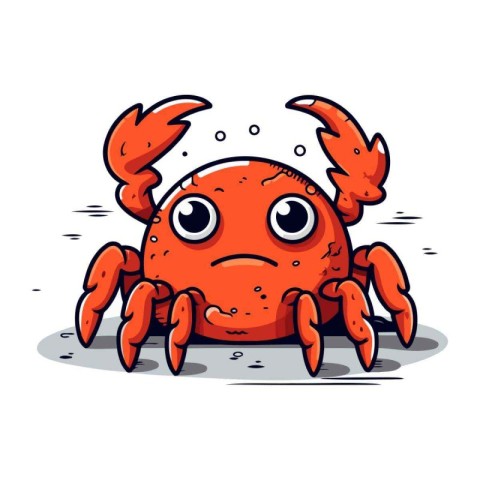 Cute cartoon crab. Vector illustration. Isolated on white backgr