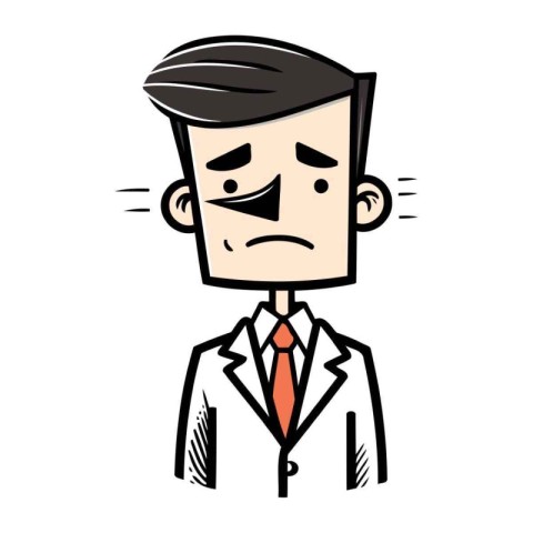 Vector illustration of a businessman with a sad face. Cartoon st