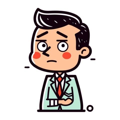 Cartoon businessman with sad expression. Vector illustration in