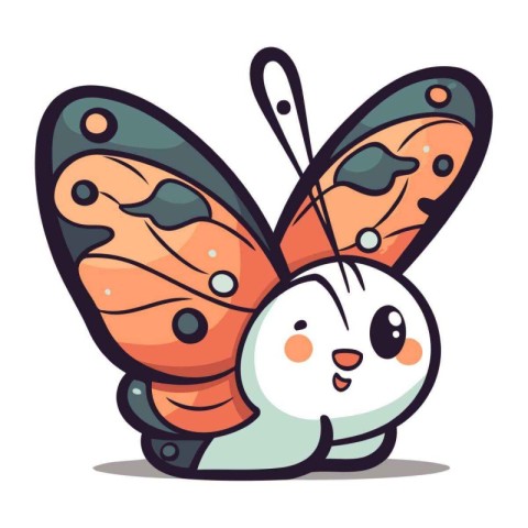 Butterfly cartoon character design. Cute butterfly vector illust