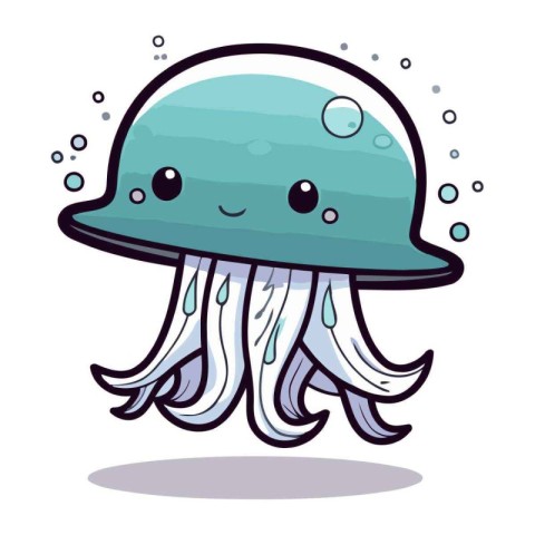 Cute jellyfish character design. Vector illustration. Cartoon st