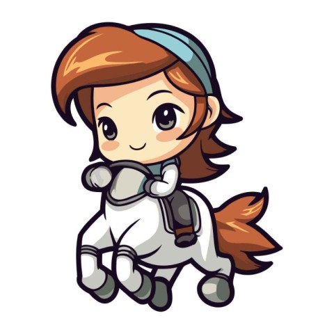 Illustration of a Cute Little Girl Astronaut on a White Backgrou