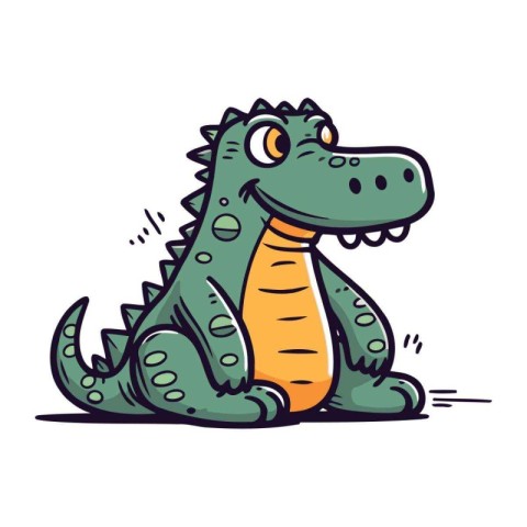 Cute cartoon crocodile. Vector illustration on a white backgroun