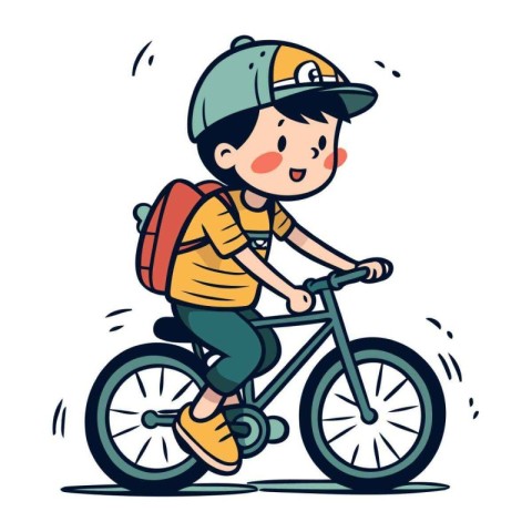 Boy riding a bike. Vector illustration of a boy on a bicycle.