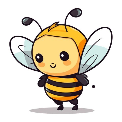 Cute bee character cartoon vector illustration. Cute cartoon bee