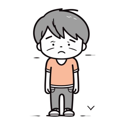 sad boy cartoon design. vector illustration eps10 graphic.