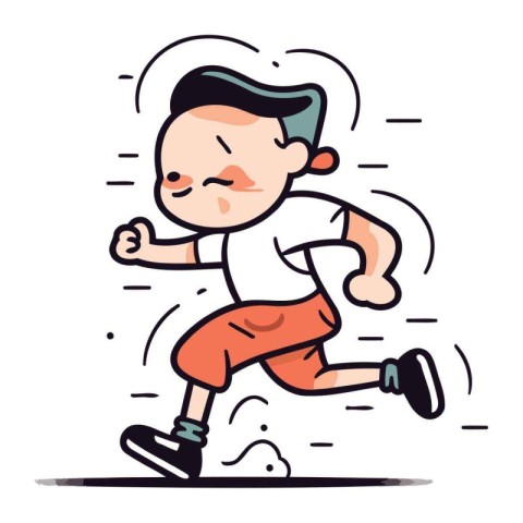 Running man. Vector illustration in flat style. Isolated on whit