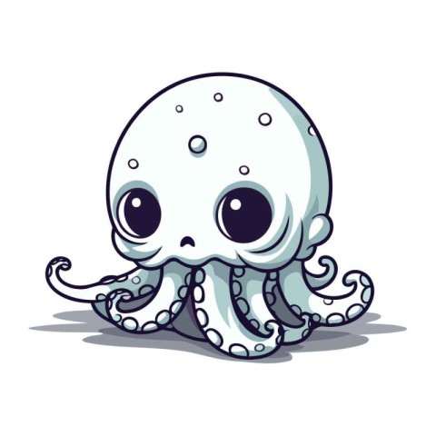 Cute cartoon octopus. Vector illustration isolated on white back