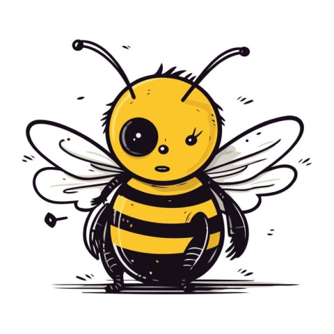 cartoon bee on white background. vector illustration. eps10