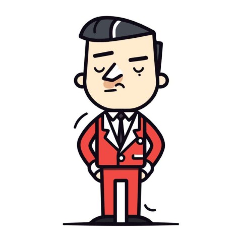 Businessman with a stomach ache. Vector illustration in flat sty