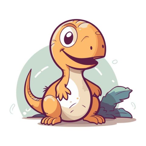 Cute cartoon dinosaur. Vector illustration isolated on a white b