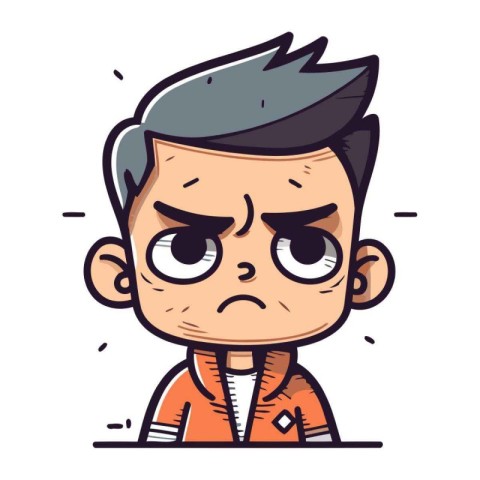 Angry boy cartoon character. Vector illustration in a flat style