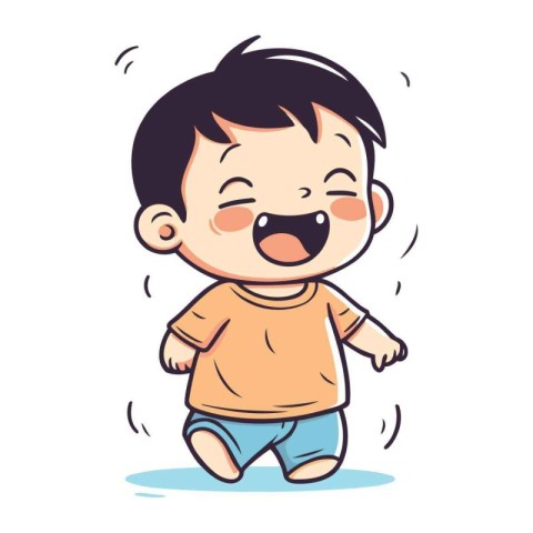 Cute little baby laughing. Vector illustration isolated on white