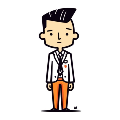 Businessman standing with hands in pockets. Vector illustration