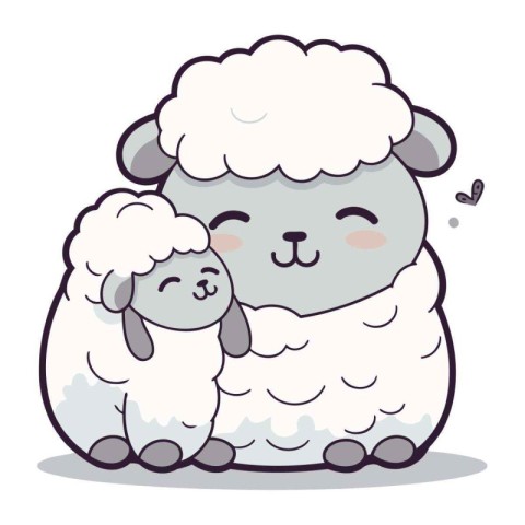 Sheep and lamb. Vector illustration of a cute cartoon sheep.