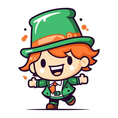 Leprechaun boy cartoon character design. Vector illustration.