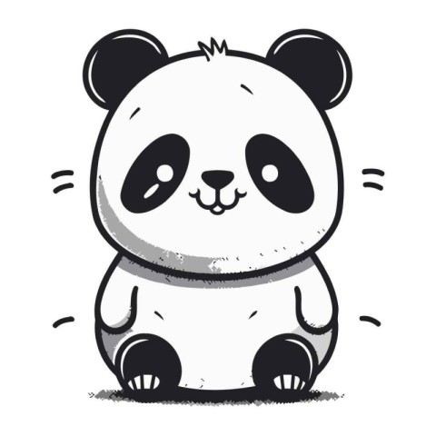 Cute cartoon panda sitting on white background. Vector illustrat