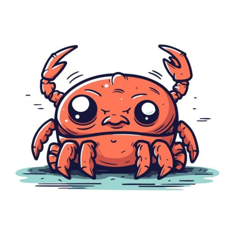 Cute cartoon crab. Vector illustration. Isolated on white backgr