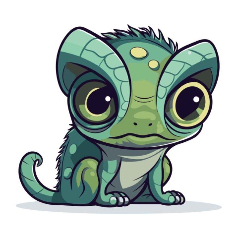 Cute cartoon chameleon. Vector illustration isolated on white ba