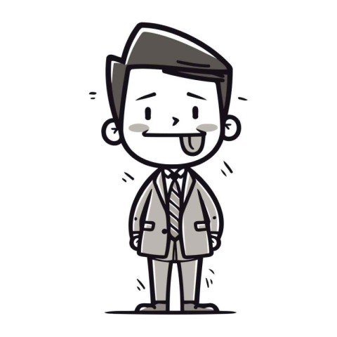 Businessman Smiling   Hand Drawn Cartoon Vector Illustration