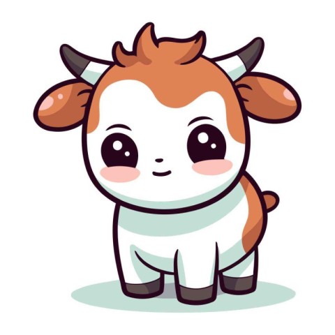 Cute cartoon cow isolated on a white background. Vector illustra