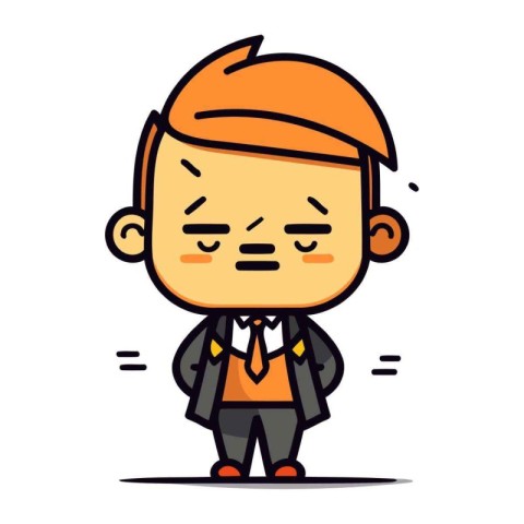 Cute Cartoon Businessman Character in Flat Design Style. Vector