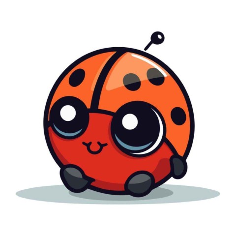 Cute cartoon ladybug. Vector illustration. Isolated on white bac