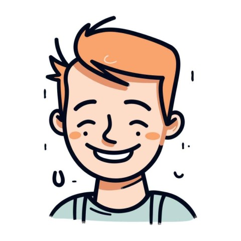 Smiling face of young man. Vector illustration in cartoon style.