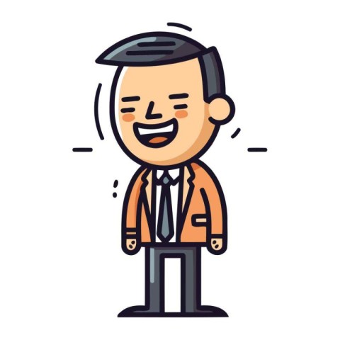 Businessman Smiling Face Cartoon Character Flat Design Style Vec