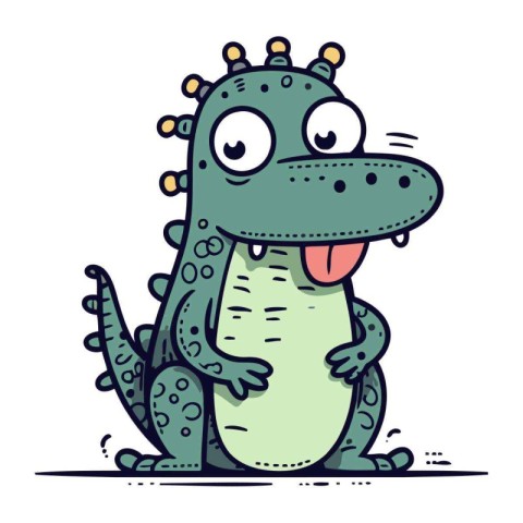 Cute cartoon crocodile. Vector illustration isolated on white ba