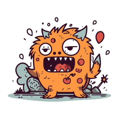 Funny cartoon monster. Vector illustration. Cute monster. Hallow