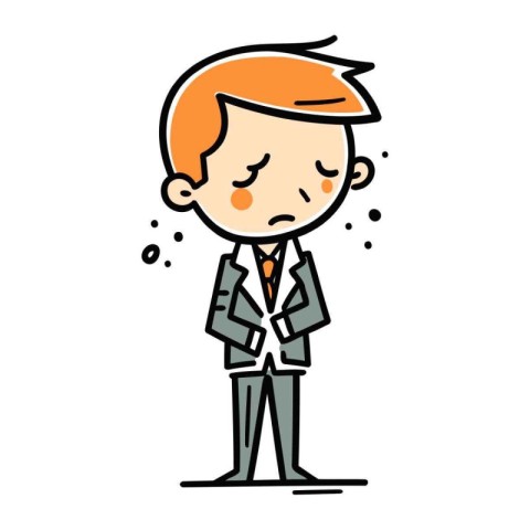 Stressed businessman cartoon character. Vector illustration of s