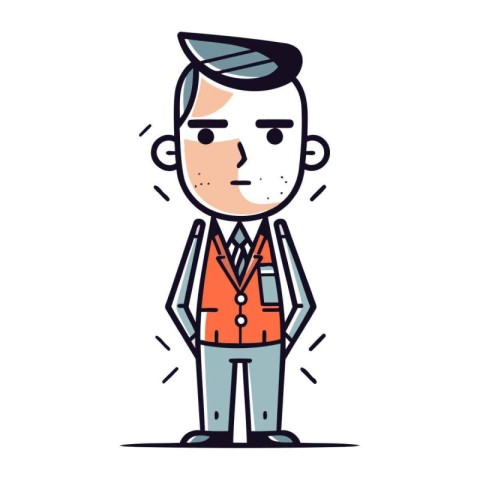 Cartoon character of a man in a suit. Vector illustration.