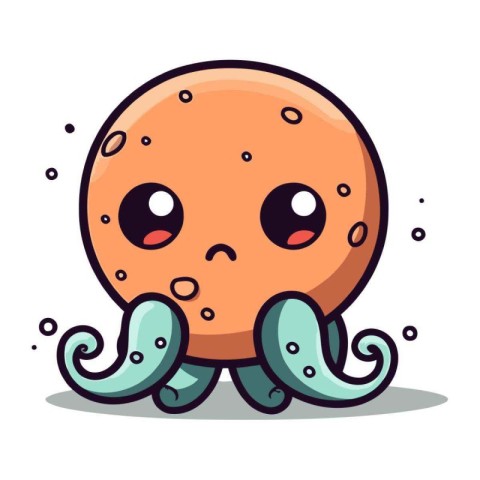 Octopus cartoon character vector illustration. Cute octopus char