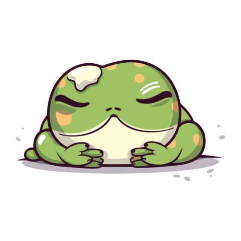 Cute frog sleeping. Vector illustration on white background. Car