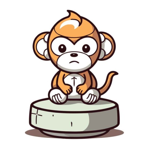 Sad monkey character cartoon style vector illustration. Funny mo