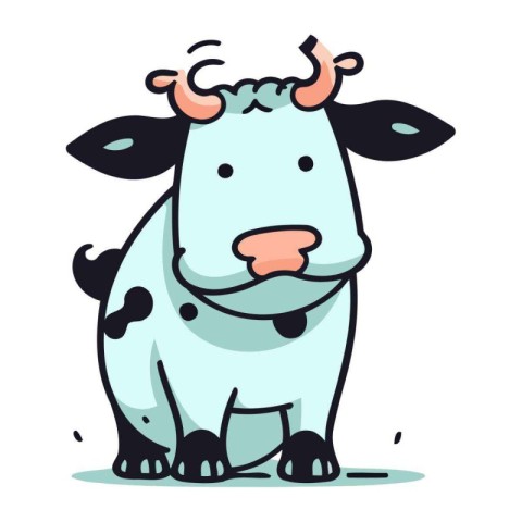 Cute cartoon cow. Vector illustration. Isolated on white backgro