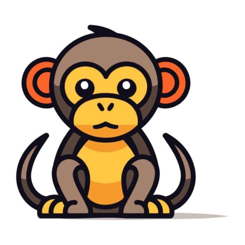 Cute monkey. Vector illustration. Isolated on white background.