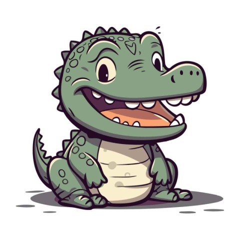 Cute cartoon crocodile. Vector illustration isolated on white ba