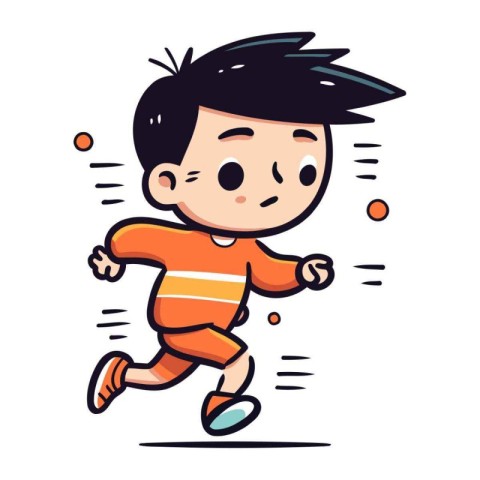 Cute little boy running. Vector illustration in a flat style.