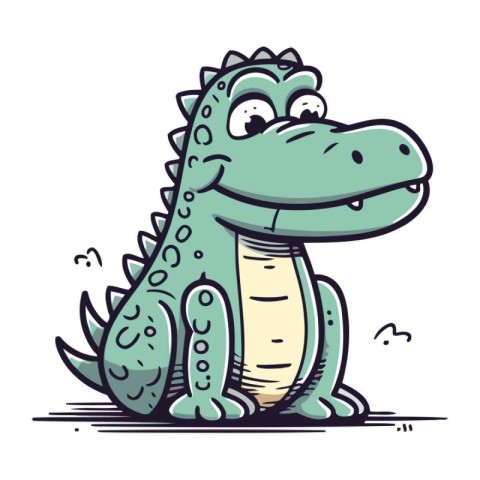 Cute cartoon crocodile. Vector illustration isolated on white ba