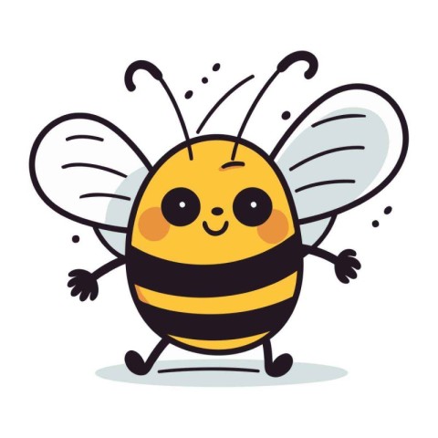 Cute cartoon bee. Vector illustration. Isolated on white backgro