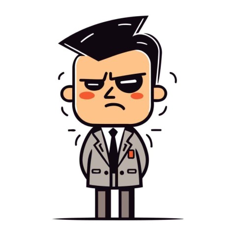 Sad man in suit   Vector cartoon character illustration of sad m