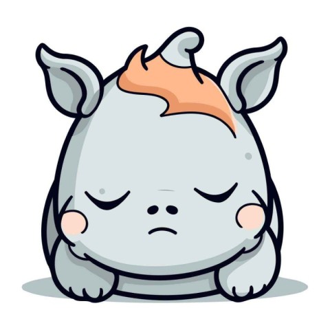 Sleeping Rhinoceros Cartoon Character Vector Illustration.