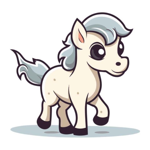 Cute cartoon horse. Vector illustration isolated on a white back