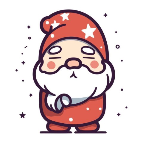 Cute santa claus. Vector illustration in line style.