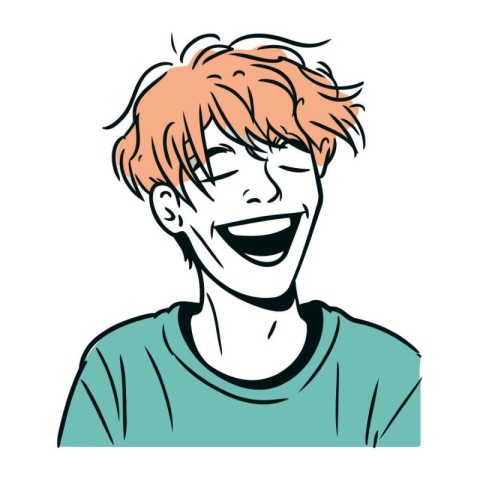 Vector illustration of a happy young man with red hair and laugh