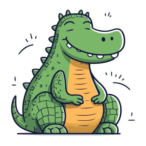 Cute cartoon crocodile. Vector illustration in a flat style.